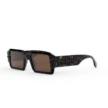 Fendi Fendigraphy Brązowe Geometryczne Okulary Przeciwsłoneczne