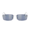 Fendi First Crystal Argento Rettangolare Occhiali da Sole