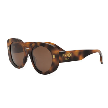 Fendi Roma Brązowe Okrągłe Okulary Przeciwsłoneczne