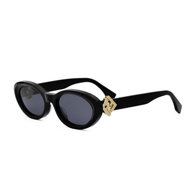 Fendi FF Diamonds Czarny Owalne Okulary Przeciwsłoneczne