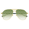 Gucci Okulary Przeciwsłoneczne GG1220S 004 Złoto/Zielony Męskie