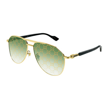 Gucci Okulary Przeciwsłoneczne GG1220S 004 Złoto/Zielony Męskie 2