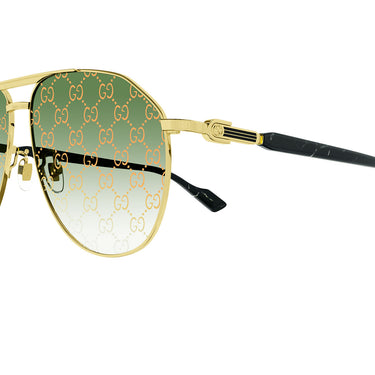 Gucci Okulary Przeciwsłoneczne GG1220S 004 Złoto/Zielony Męskie 3