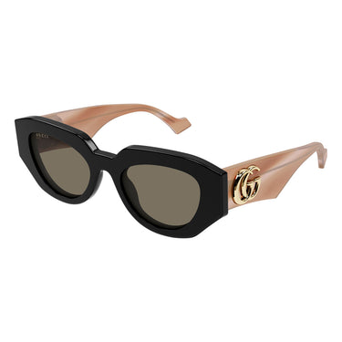 Gucci Okulary Przeciwsłoneczne GG1421S 008 Czarny Różowy Brązowy Unisex