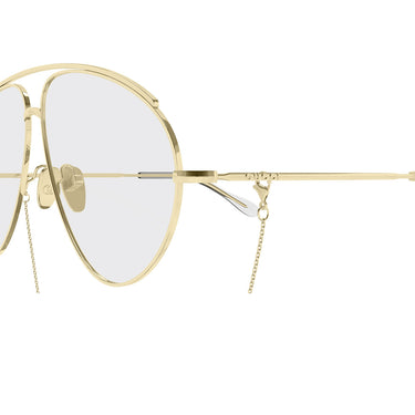 Gucci Okulary Przeciwsłoneczne GG1654S 010 Złoto/Przezroczyste Damskie z Łańcuszkiem 3