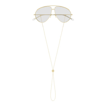 Gucci Okulary Przeciwsłoneczne GG1654S 010 Złoto/Przezroczyste Damskie z Łańcuszkiem 4