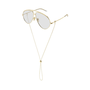 Gucci Okulary Przeciwsłoneczne GG1654S 010 Złoto/Przezroczyste Damskie z Łańcuszkiem 5