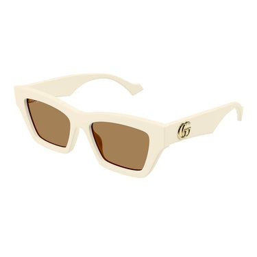Gucci Okulary Przeciwsłoneczne GG1753S 003 Kość Słoniowa/Brązowe Damskie 2
