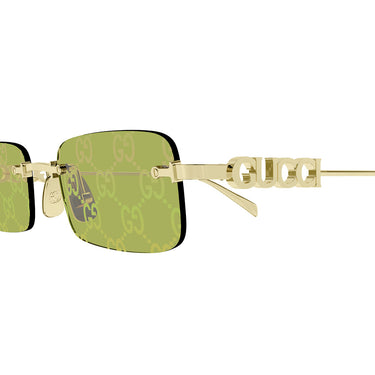 Gucci Okulary Przeciwsłoneczne GG1808S 002 Złoto/Zielony Męskie 3