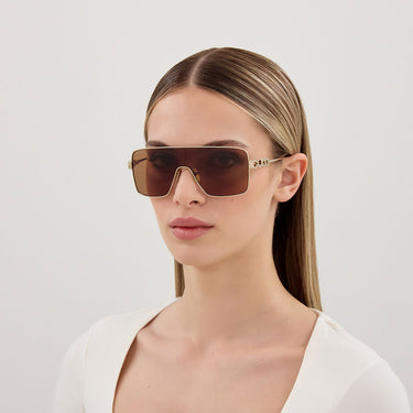 Gucci Okulary Przeciwsłoneczne GG1936S 003 Złoto Brązowe Damskie 4