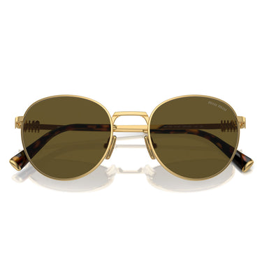 Miu Miu Okulary Przeciwsłoneczne MU55ZS 5AK09Z Złoto-Ciemny Brąz Damskie 3