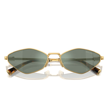 Miu Miu Okulary Przeciwsłoneczne MU56ZS 5AK04M Złoto/Zielony Lustro Srebrne Damskie 4