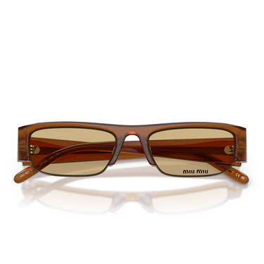 Miu Miu Occhiali da Sole MUB07S 22I10R Ambra Opalino/Giallo Donna 4