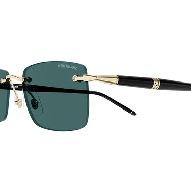 Montblanc Okulary Przeciwsłoneczne MB0344S 006 Złote/Ciemnozielone Męskie