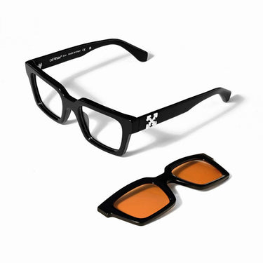 Off-White Occhiali da Vista OW9000 1020 Nero/Trasparente Con Clip Arancione Unisex 2