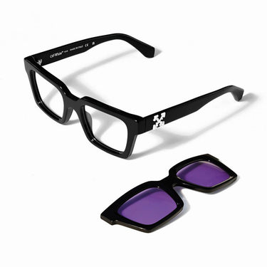 Off-White Occhiali da Vista OW9000 1037 Nero/Trasparente Con Clip Viola Unisex 3