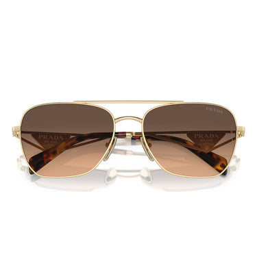 Prada Okulary Przeciwsłoneczne PRA50S ZVN50C Złoto/Brąz Gradient Damskie