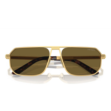 Prada Occhiali da Sole PRA53S 1BK01T Oro Opaco Marrone Scuro Uomo 5