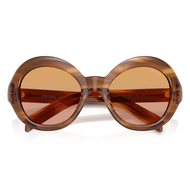 Prada Occhiali da Sole PRD08SU 25O04N Marrone Striato/Marrone Sfumato Arancione Donna