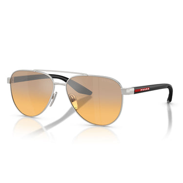 Prada Occhiali da Sole PSA52S 1BC40Z Linea Rossa Argento Grigio Sfumato Arancione Unisex  2