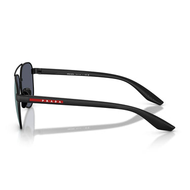 Prada Occhiali da Sole PSA52S DG005U Linea Rossa Nero Effetto Gommato Blu Scuro Specchiato Viola Unisex 3
