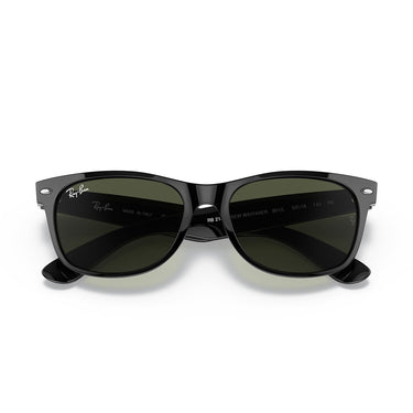 Ray-Ban Occhiali da Sole RB2132 901L New Wayfarer Nero Lucido Verde G-15 Unisex 6
