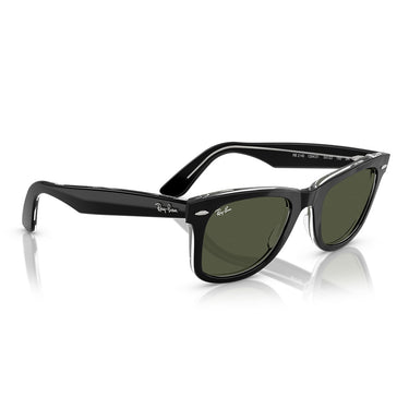 Ray-Ban Sonnenbrille RB2140 129431 Wayfarer Schwarz auf Transparent/Grün Unisex 4