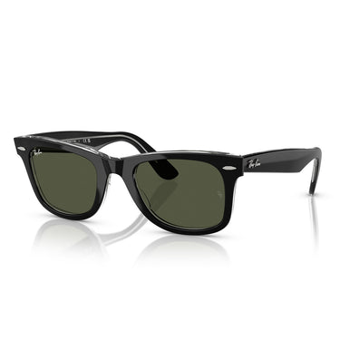 Ray-Ban Sonnenbrille RB2140 129431 Wayfarer Schwarz auf Transparent/Grün Unisex 1