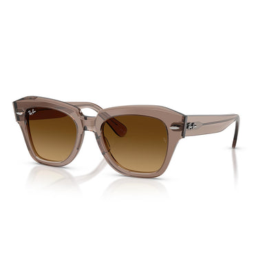 Ray-Ban Occhiali da Sole RB2186 682785 State Street Striato Marrone Chiaro Trasparente/Marrone Chiaro Unisex 1
