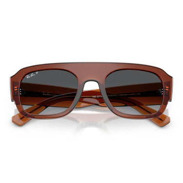 Ray-Ban Okulary Przeciwsłoneczne RB2218 6678T3 Brązowe Przezroczyste/Szare Gradientowe Unisex Polaryzowane 5