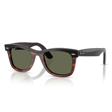 Ray-Ban Okulary Przeciwsłoneczne RB2240 144058 Wayfarer Czarny Na Brązowo/Zielono Unisex Polaryzacyjne 1