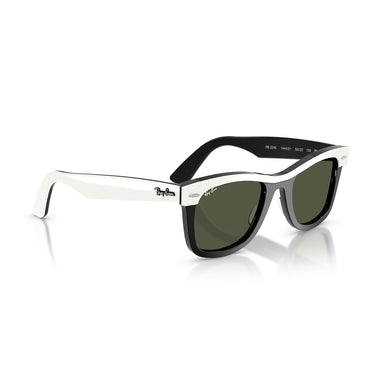 Ray-Ban Okulary Przeciwsłoneczne RB2240 144431 Wayfarer Biały Na Czarnym Zielony Unisex 3