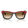 Ray-Ban Okulary Przeciwsłoneczne RB2240 955/51 Wayfarer Czerwone na Czarnym/Brązowe Przeźroczyste Unisex