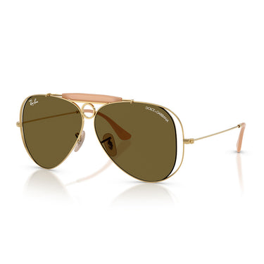 Ray-Ban Occhiali da Sole RB3138M 001/73 x Dolce & Gabbana The Shooter Oro Arista/Marrone Scuro Unisex 1
