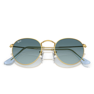 Ray-Ban Sunglasses RB3447 001/3M Round Metal Gold/Blue Unisex 5
