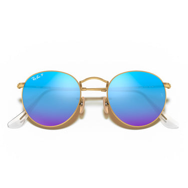 Ray-Ban Okulary Przeciwsłoneczne RB3447 112/4L Round Metal Złoto/Niebieski Unisex Polaryzowane 6