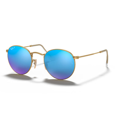 Ray-Ban Okulary Przeciwsłoneczne RB3447 112/4L Round Metal Złoto/Niebieski Unisex Polaryzowane 1