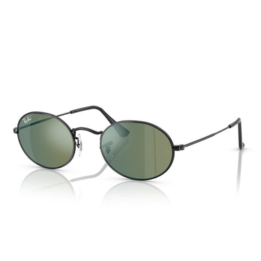 Ray-Ban Occhiali da Sole RB3547N 002/68 Oval Nero/Blu Specchiato Unisex 1