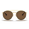 Ray-Ban Occhiali da Sole RB3647N 001 57 Round Double Bridge Oro Arista Marrone B-15 Unisex Polarizzati 