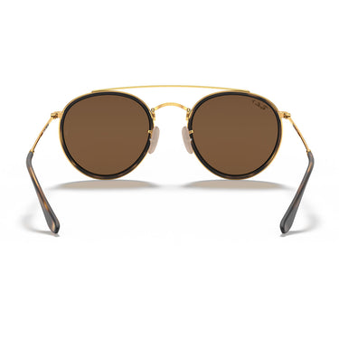 Ray-Ban Occhiali da Sole RB3647N 001 57 Round Double Bridge Oro Arista Marrone B-15 Unisex Polarizzati  4

