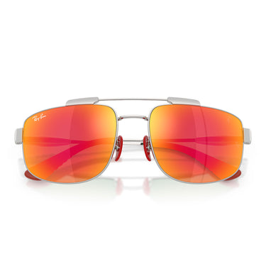 Ray-Ban Occhiali da Sole RB3789M F0071D x Scuderia Ferrari Argento/Rosso Grigio Specchiato Unisex 5