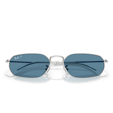 Ray-Ban Okulary Przeciwsłoneczne RB3947 003 S2 Srebrne Niebieskie Unisex Polaryzacyjne 5