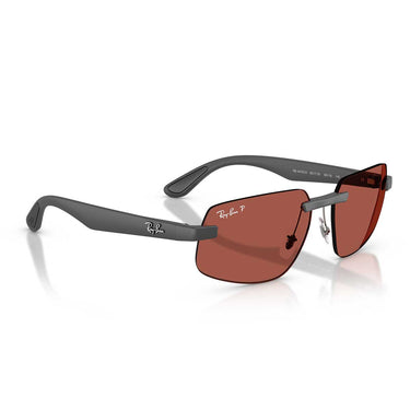 Ray-Ban Occhiali da Sole RB4475CH 60171B Sabbia Grigio/Rosso Unisex Polarizzati 4
