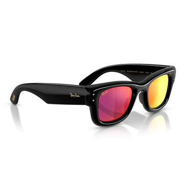 Ray-Ban Occhiali da Sole RB4940 601/6Q Wayfarer Puffer X ASAP Rocky Nero/Marrone Specchiato Arancione Unisex 4