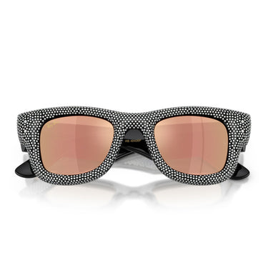 Ray-Ban Occhiali da Sole RB4940BP 68657J Wayfarer Puffer X ASAP Rocky Nero con Strass Marrone Scuro Specchiato Rosé Unisex 5