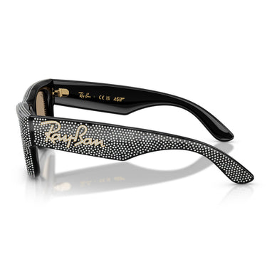 Ray-Ban Occhiali da Sole RB4940BP 68657J Wayfarer Puffer X ASAP Rocky Nero con Strass Marrone Scuro Specchiato Rosé Unisex  3