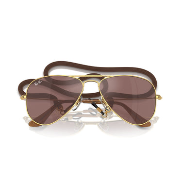 Ray-Ban Okulary Przeciwsłoneczne RJ9506S 223/6G Junior Aviator Złoty/Brązowy Dzieci 5