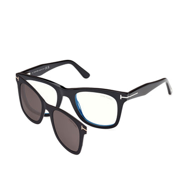 Tom Ford Occhiali da Vista FT5970-B 001 Nero Lucido Trasparente con Clip Grigio Fumo Uomo 2