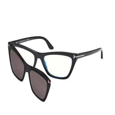 Tom Ford Occhiali da Vista FT5971-B 001 Nero Lucido Trasparente con Clip Grigio Fumo Donna 2