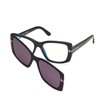 Tom Ford Occhiali da Vista FT6176-B 001 Nero Lucido Trasparente con Clip Grigio Fumo Donna 2